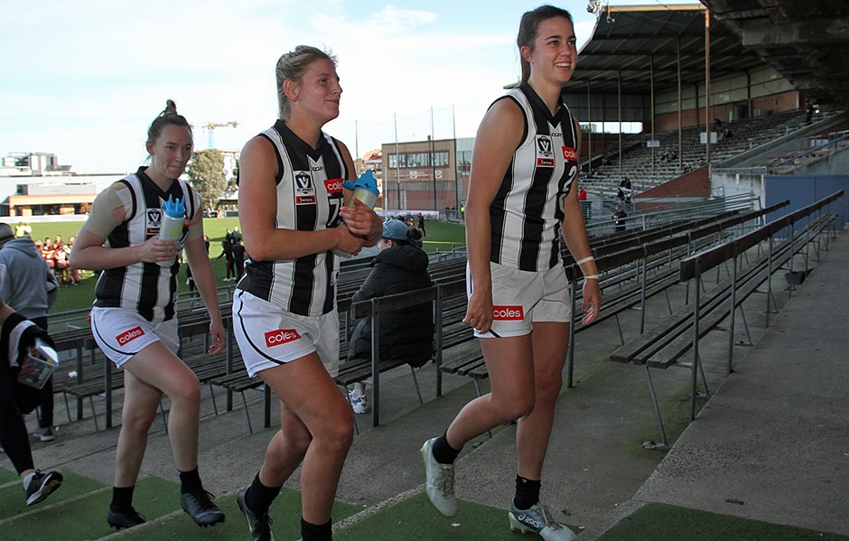 PiesVFLWbombersHORIZ.png The Pies were rapt with their win over the Bombers (Picture: Shane Barrie) - Collingwood Magpies